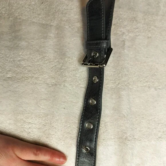 Joanel Black Leather Hobo Shoulder Bag with Studded Hardware – Canadian Design - Picture 13 of 14